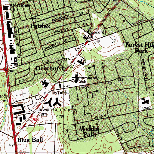 Topographic Map of Lombardy Elementary School, DE