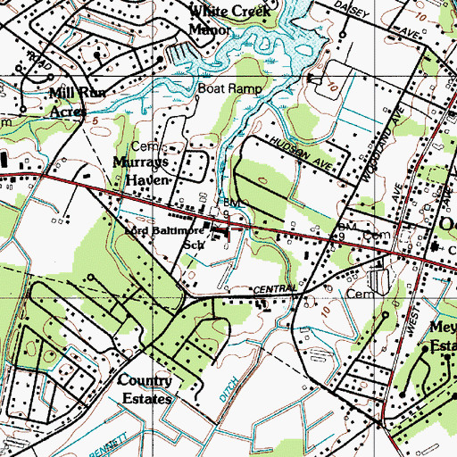 Topographic Map of Lord Baltimore Elementary School, DE