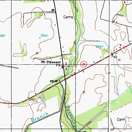 Topographic Map of Mount Pleasant United Methodist Church, DE