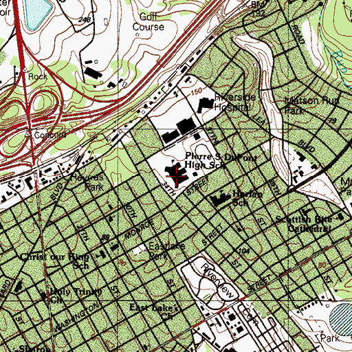 Topographic Map of Pierre S Dupont Elementary School, DE