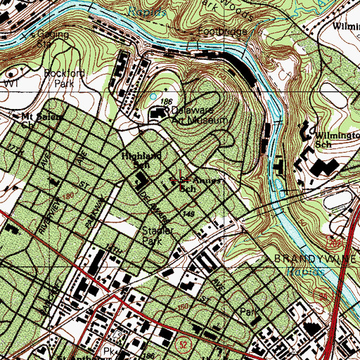 Topographic Map of Saint Anns School, DE