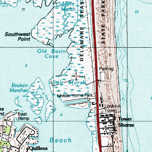 Topographic Map of Salt Works Marsh, DE