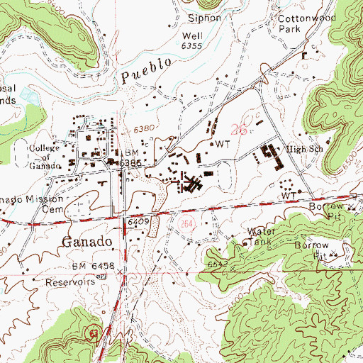 Topographic Map of Ganado Middle School, AZ