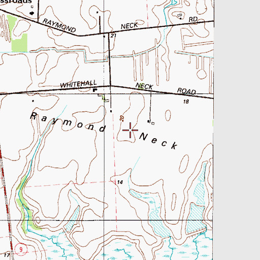 Topographic Map of Raymond Neck, DE