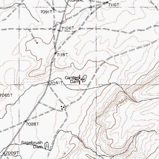 Topographic Map of Garden Dam, AZ