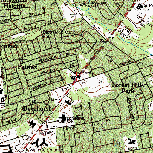 Topographic Map of Concord Presbyterian Church, DE