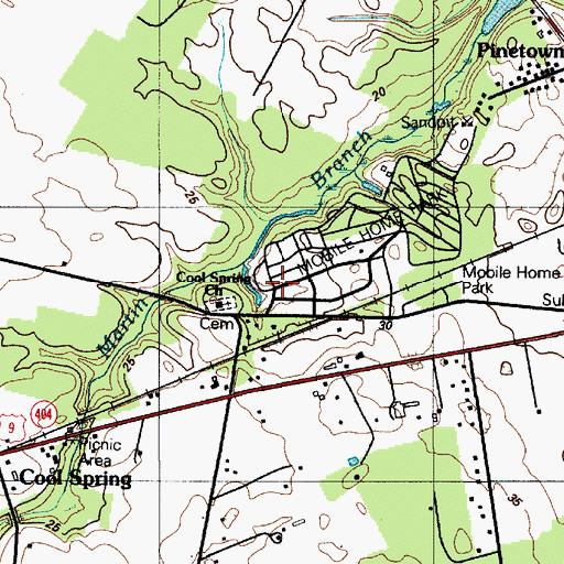 Topographic Map of Cool Spring Presbyterian Church, DE