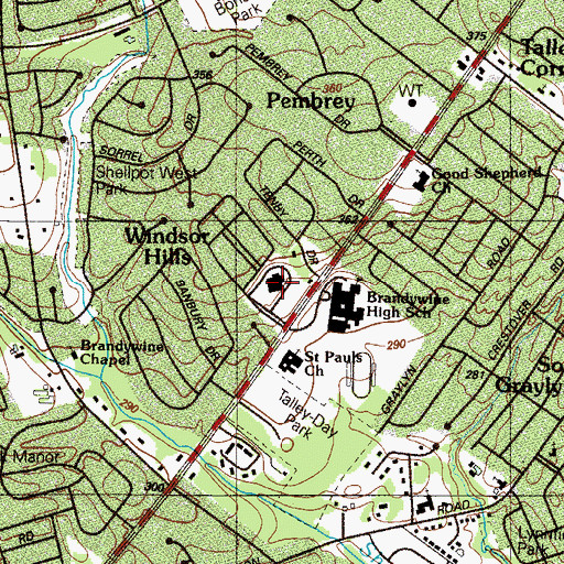 Topographic Map of Foulk Road School, DE