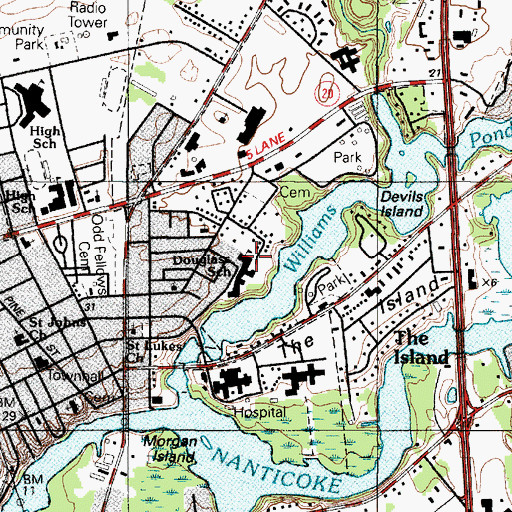 Topographic Map of Frederick Douglass Intermediate School, DE