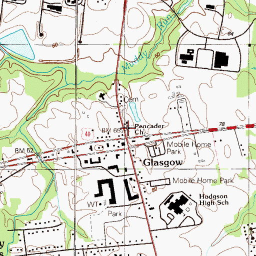 Topographic Map of Pencader Presbyterian Church (historical), DE