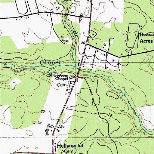 Topographic Map of Saint Georges Church, DE