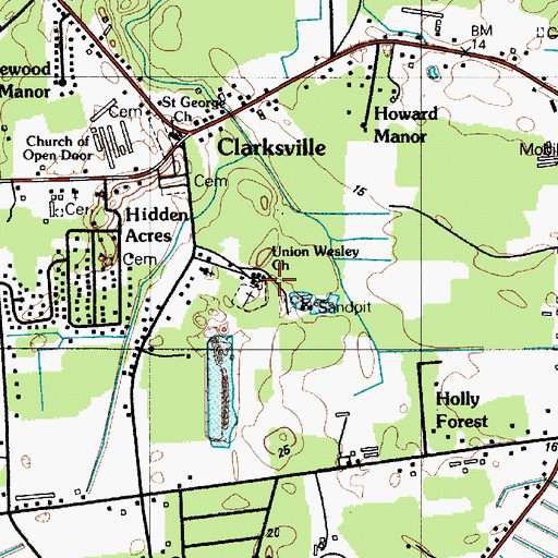 Topographic Map of Union Wesley United Methodist Church, DE