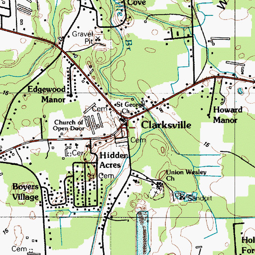 Topographic Map of Saint Georges United Methodist Church, DE