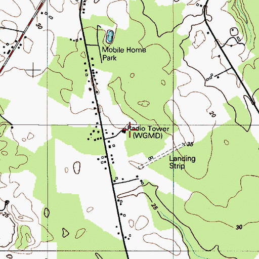 Topographic Map of WGMD Radio Tower, DE