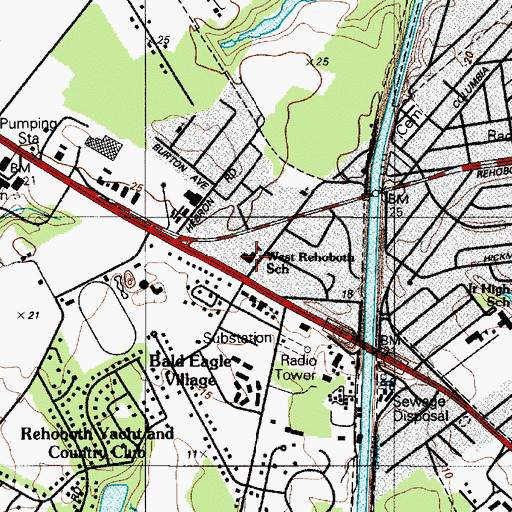 Topographic Map of West Rehoboth School, DE