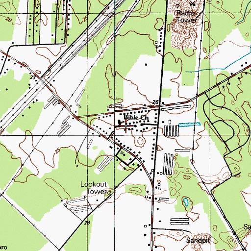 Topographic Map of Bible Church, DE