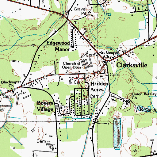 Topographic Map of Church of Open Door, DE