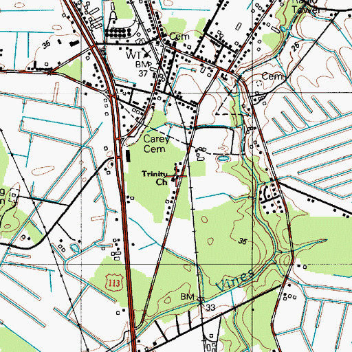 Topographic Map of Trinity Church, DE