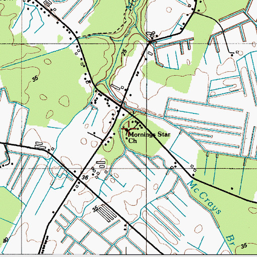 Topographic Map of Mornings Star Church, DE