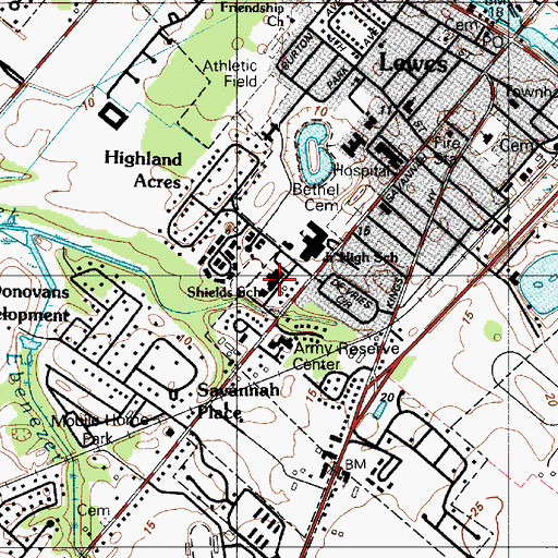Topographic Map of Richard A Shields Elemantary School, DE