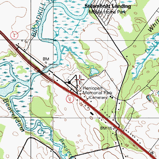 Topographic Map of Henlopen Memorial Park, DE
