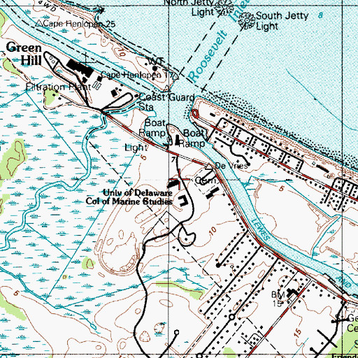 Topographic Map of University of Delaware College of Marine and Earth Studies Sharp Campus, DE