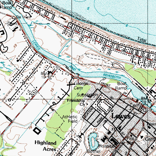 Topographic Map of Saint George Cemetery, DE