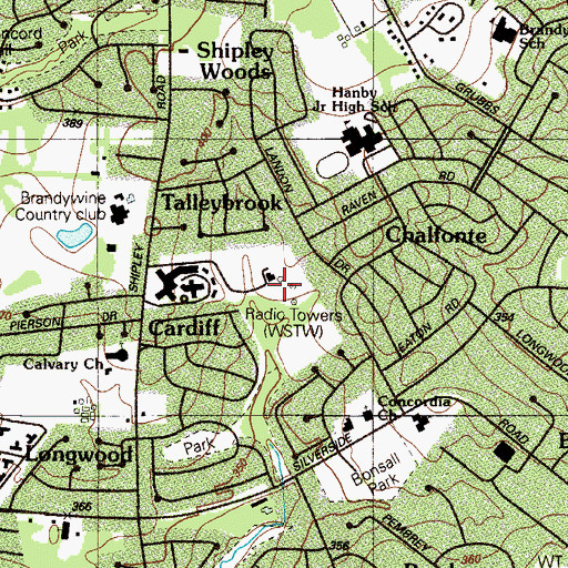 Topographic Map of WDEL Radio Tower, DE