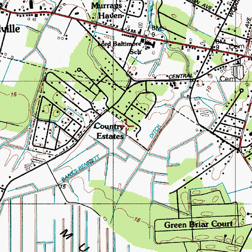 Topographic Map of Country Estates, DE