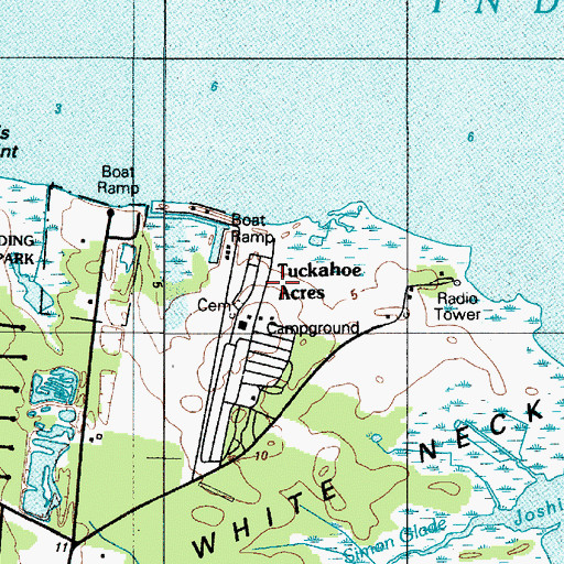 Topographic Map of Tuckahoe Acres, DE