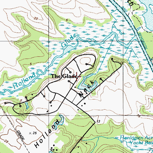 Topographic Map of The Glade, DE