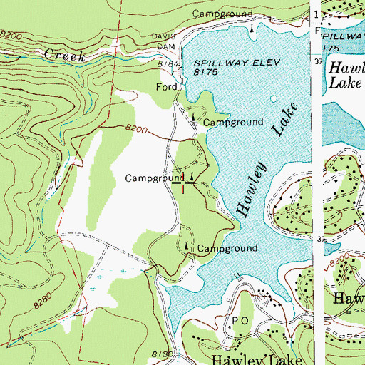 Topographic Map of Hawley Lake Campground Area, AZ