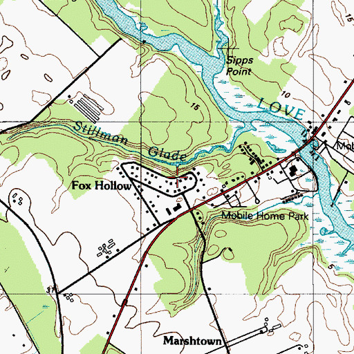 Topographic Map of Fox Hollow, DE