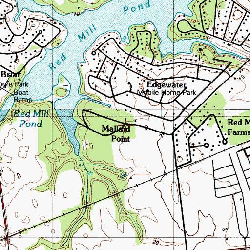 Topographic Map of Mallard Point, DE