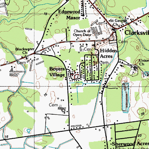 Topographic Map of Boyers Village, DE
