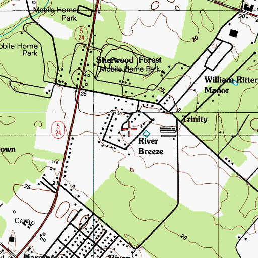Topographic Map of River Breeze, DE