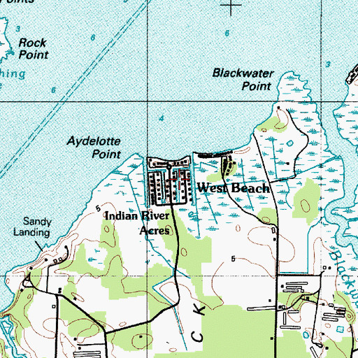 Topographic Map of Indian River Acres, DE