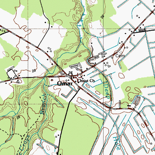 Topographic Map of Christ Church, DE