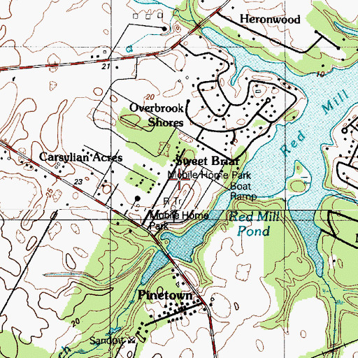 Topographic Map of Sweet Briar Mobile Home Park, DE