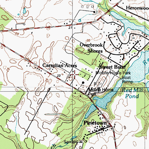 Topographic Map of Carsylian Acres, DE