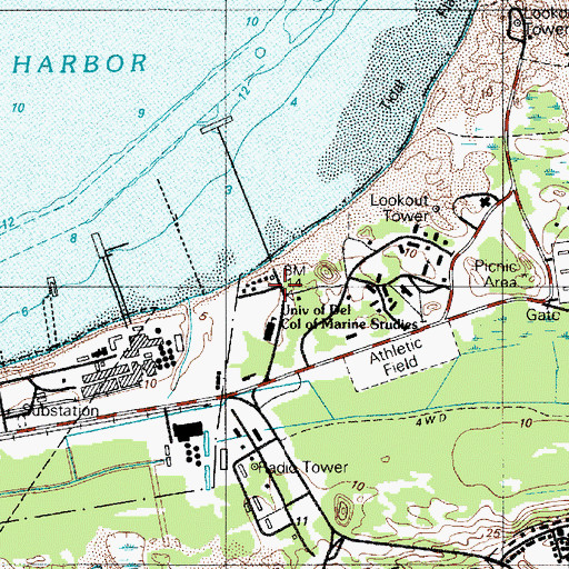 Topographic Map of University of Delaware College of Marine Studies, DE