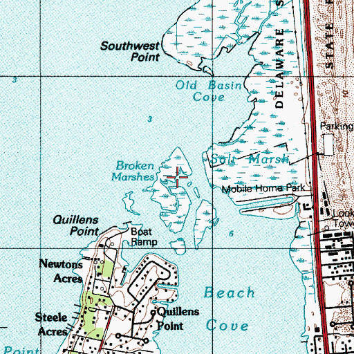 Topographic Map of Broken Marshes, DE