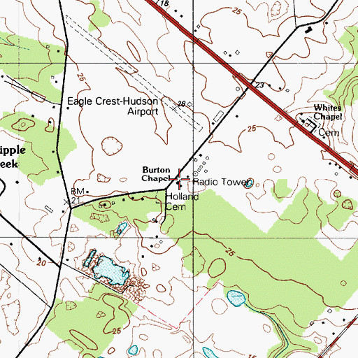 Topographic Map of Burtons Chapel, DE