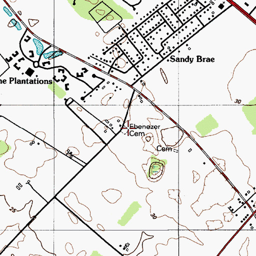 Topographic Map of Ebenezer Cemetery, DE