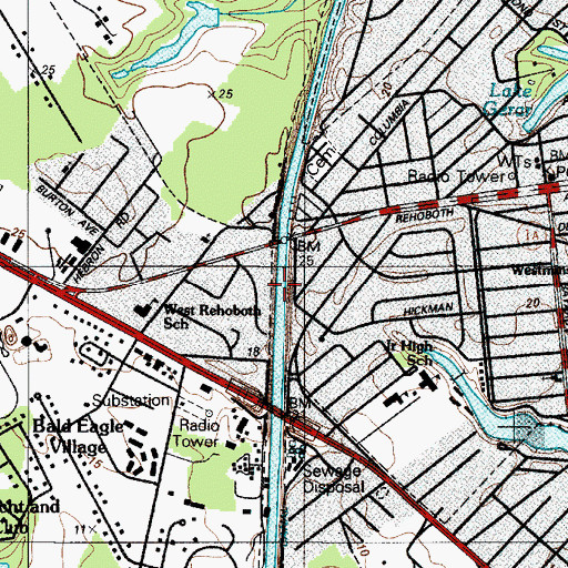 Topographic Map of Rehoboth Station (historical), DE