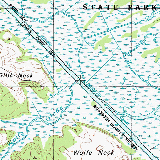 Topographic Map of Wolfe Glade, DE