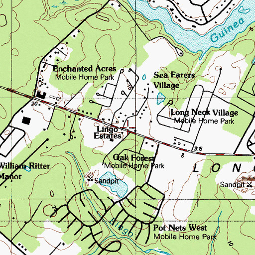 Topographic Map of Sea Farers Village, DE
