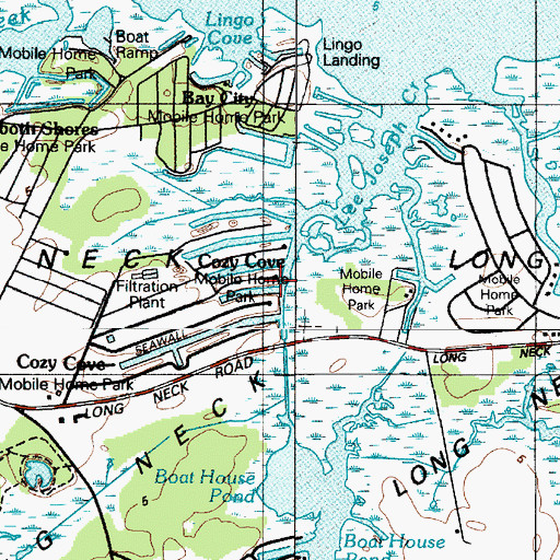 Topographic Map of Cozy Cove Mobile Home Park, DE