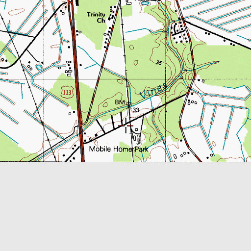 Topographic Map of Lazy Lagoon Mobile Home Park, DE