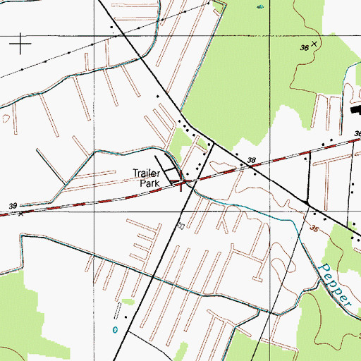 Topographic Map of Evans Park Mobile Home Park, DE